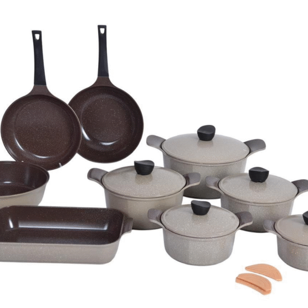 طقم حلل جيرانيت بادريق السعودي المضلع 16 قطعة