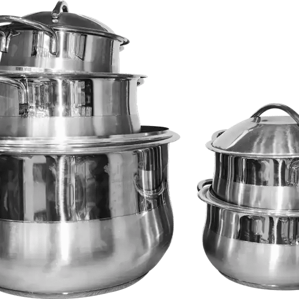 طقم حلل استانلس لينز، 10 قطع، فضي