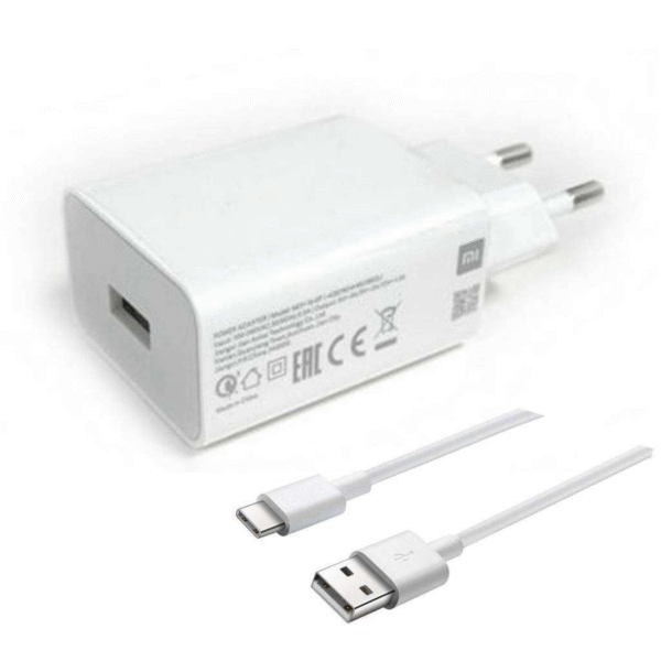 شاحن شاومي تربو سفر سريع 33 وات مع كابل نوع سي متوافق مع شاومي - ابيض